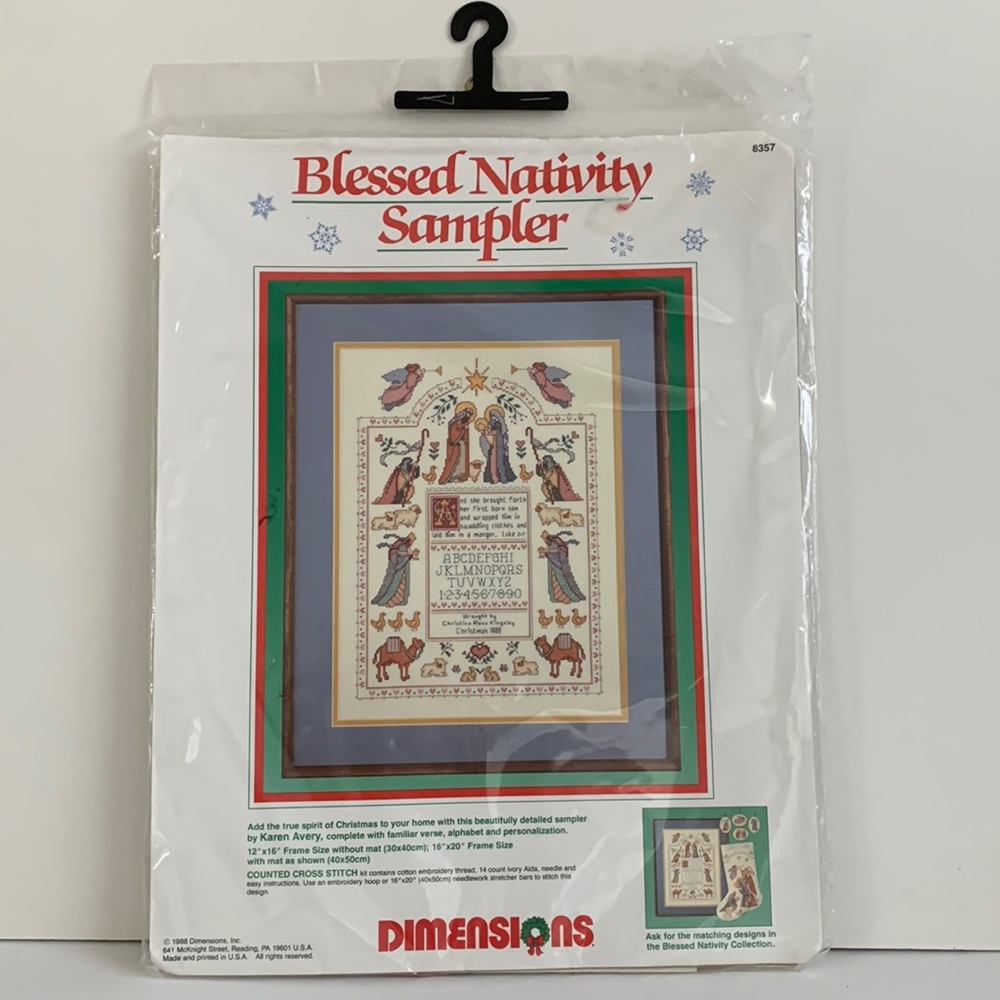 VTG 1988 Dimensions Blessed Nativity Sampler Kit by Karen Avery Made in USA